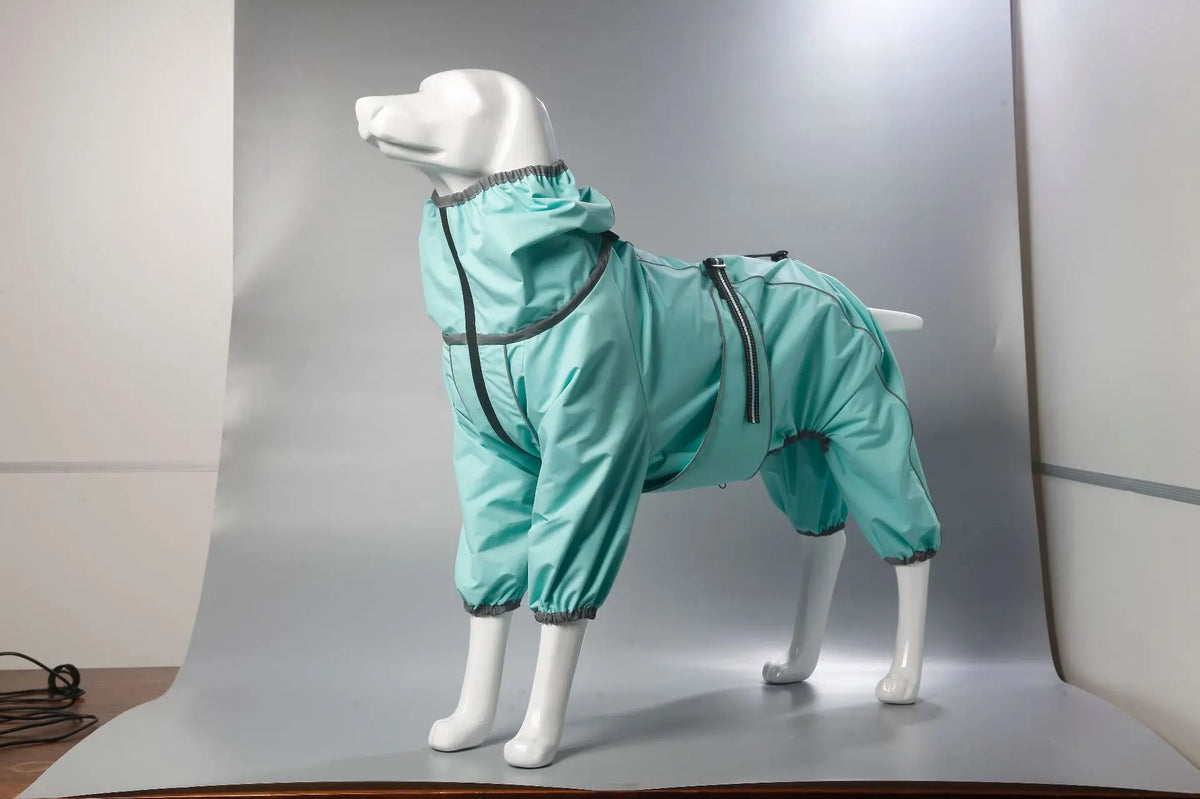 BXX Water‑Resistant Dog Four‑Legged Jumpsuit, Reflective Strap Warm Hooded Pet Windproof Jacket for Medium Large Dogs