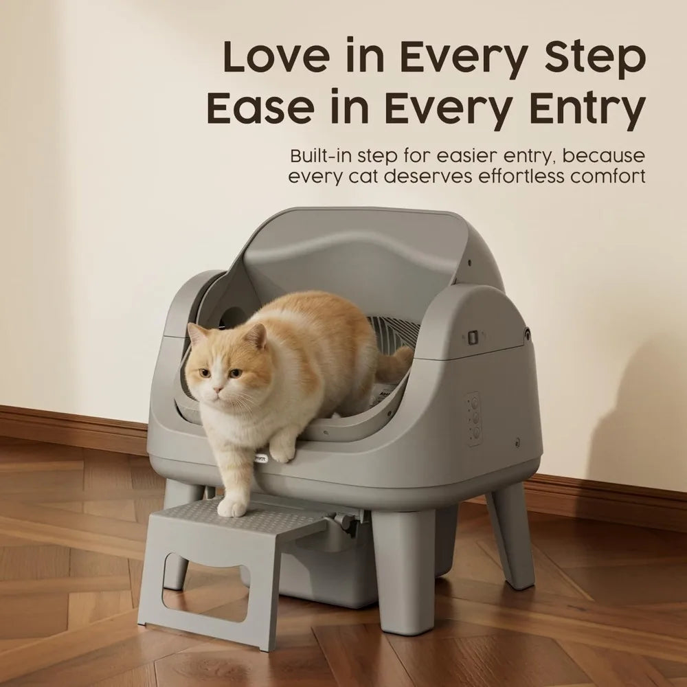 Open Top Self Cleaning Cat Litter Box, Automatic Litter Box with 7 Pairs of Safety Sensors, Anti-Pinch Protection，Customized