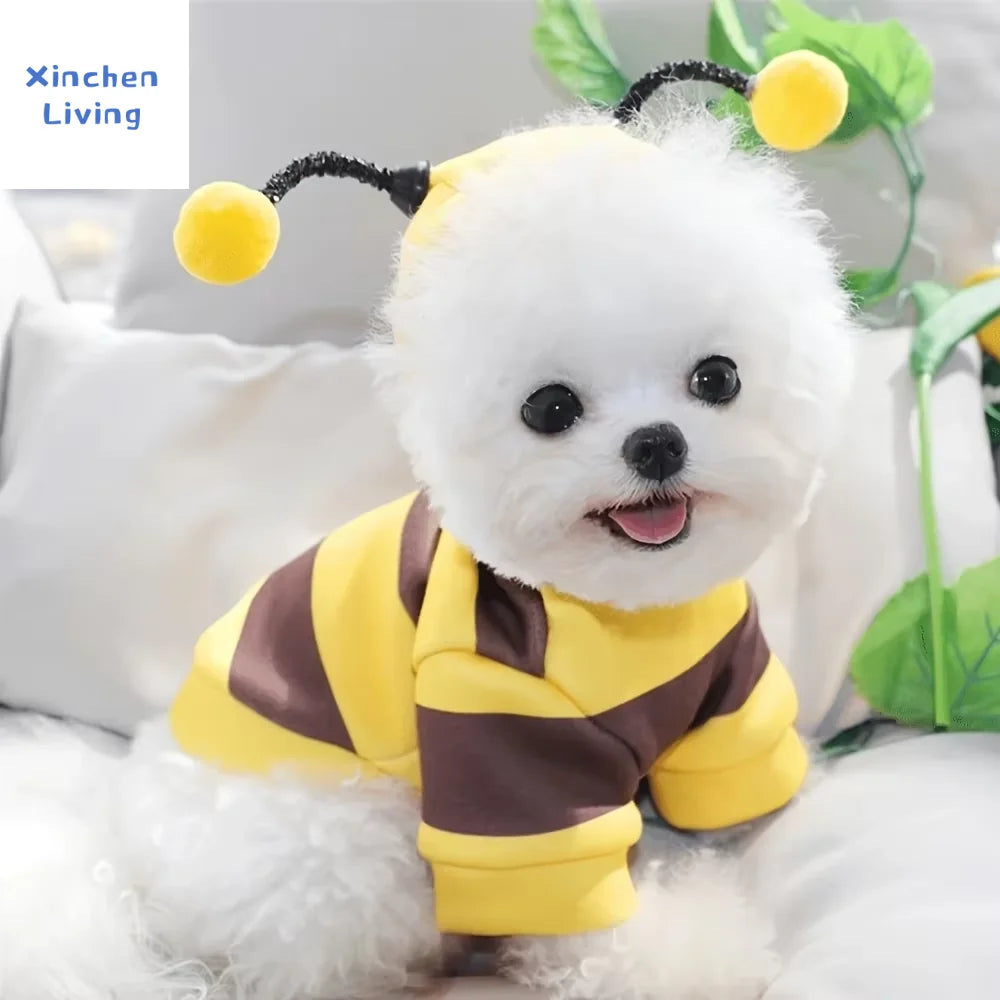 Bee Pet Puppy Coat Apparel Outfit Dog Halloween Hoodies Winter Cat Cosplay Costume Holiday Outfit For Small Medium Dogs & Cats