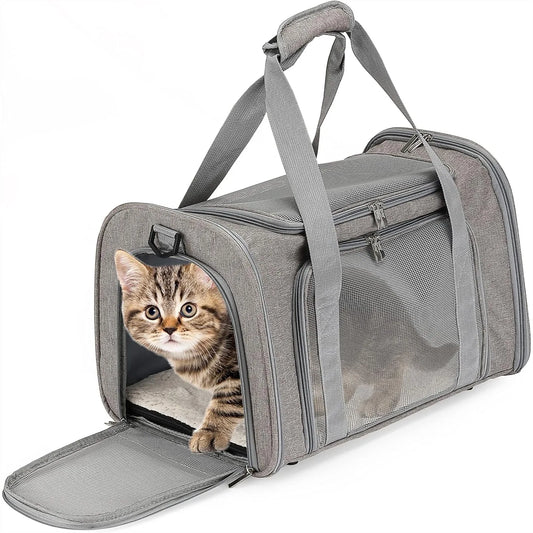 Pet Carrier for Small Cats & Dogs, 17.5x11.2x11.5in, Breathable Mesh Travel Bag with Shoulder Strap