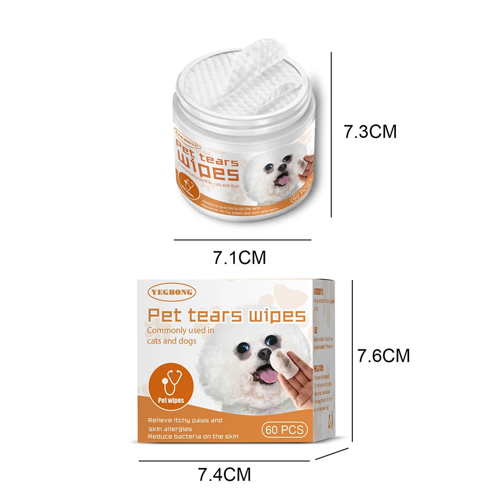 60pcs/set Wet Wipes Universal Disposable Non-woven Cleaning Wipes Ear Stain Remover Dog Wet Wipes Grooming Tools Pet Accessories