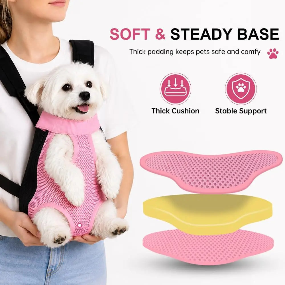 Pet Front Carrier for Small Dogs & Cats, Breathable Legs-Out Design for Cycling, Walking & Travel, Adjustable Hands-Free