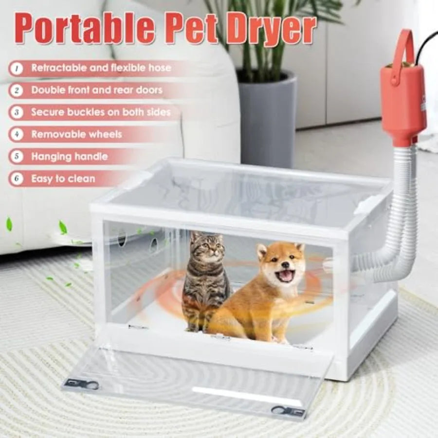 Automatic Pet Dryer Box for Cats and Small Dogs 85L Foldable Design with Timed Operation Noise Reduction Technology and Thermos