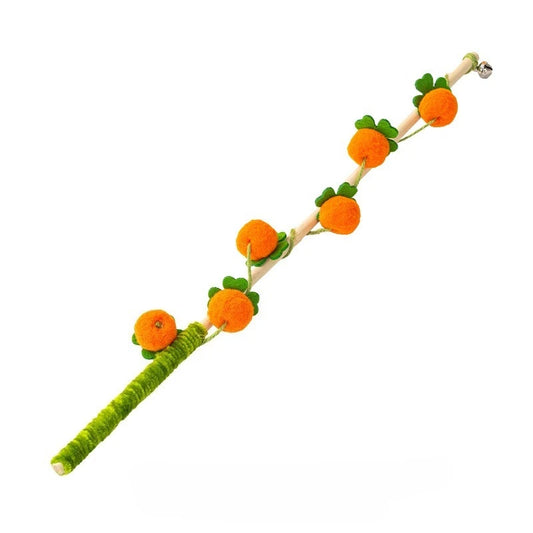 Interactive Cat Toy Funny Colorful Fruit Cats Teaser Stick Feather Toys Kitten Playing Teaser Wand Toy Cat Supplies