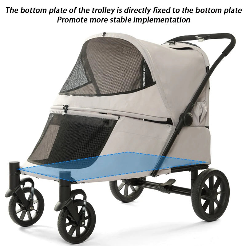 Medium Large Dog Strollers with Climbing Ramp Foldable Pet Stroller Cat Luxury Designer Outdoor Dog Trolley Wheels Pets Supplies